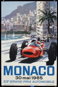 Original 1965 Monaco Grand Prix Poster TURNER