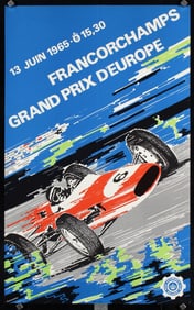 Original Vintage 1960s Belgian Grand Prix Racing Poster