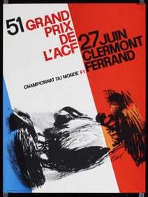 Original Vintage 1960s French Grand Prix Poster