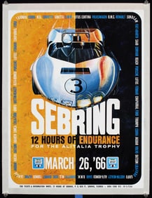 Original 1964 Sebring 12 Hours Auto Racing Poster