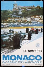 Original 1966 Monaco Grand Prix Poster TURNER Art