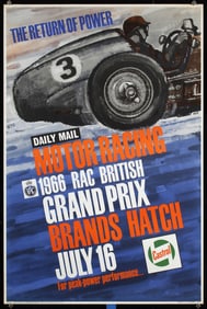 Original Vintage 1960s Brands Hatch Racing Poster