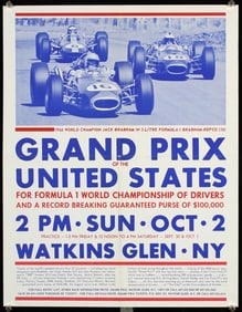 Original Vintage 1960s Grand Prix USA Poster