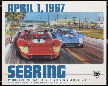 Original 1960s Sebring 12 Hours Racing Poster (2 Items)