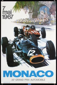 Original 1967 Monaco Grand Prix Poster TURNER