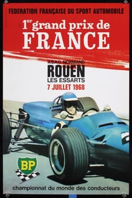 Original 1960s Grand Prix France Racing Poster