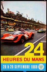 Original Vintage 1968 Le Mans Racing Poster