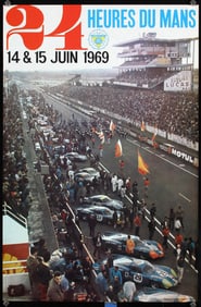 Original Vintage 1969 Le Mans Racing Poster