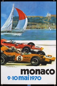 Original 1970 Grand Prix Monaco Poster Michael Turner