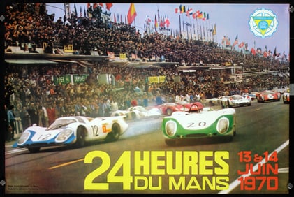 Original Vintage 1970 Le Mans Racing Poster