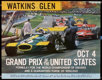 Original Vintage 1970 Grand Prix Watkins Glen Poster