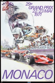 Original Vintage 1971 Monaco Grand Prix Racing Poster