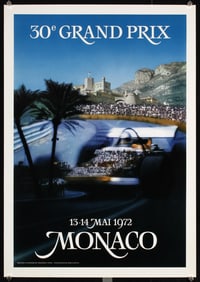 Original Vintage 1972 Monaco Grand Prix Racing Poster