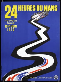 Original Vintage 1972 Le Mans 24 Hours Racing Poster