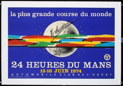 Original 1970 Le Mans Racing Poster HAND-SIGNED