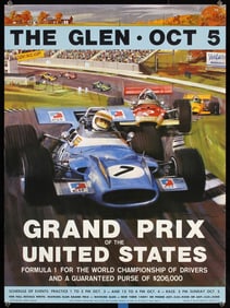 Lot of 4 Original Grand Prix USA Posters Michael Turner