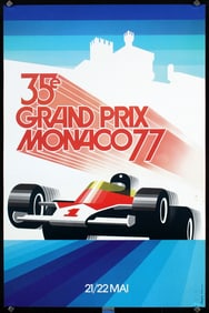 Original Vintage 1977 Monaco Grand Prix Racing Poster