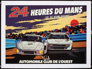 Original Vintage 1980 Le Mans Racing Poster
