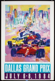 Original 1980s Leroy Neiman Hand-Signed Racing Poster