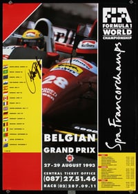 Original 1993 Belgian Grand Prix Poster Signed Damen Hi