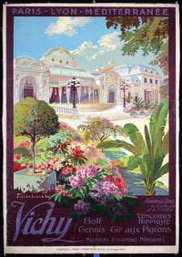 Original Vintage c. 1920s French Vichy Travel Poster