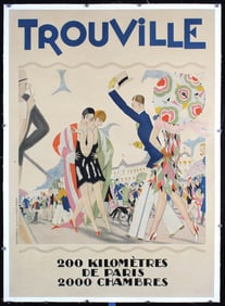 Rare Original 1920s Tourville Art Deco Travel Poster La