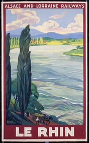 Original Vintage 1930s Roger Broders Travel Poster Rhin