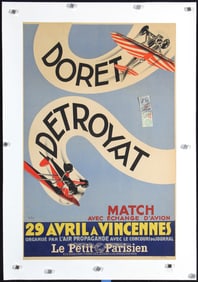 Rare Original Vintage 1930s French Aviation Poster WOW