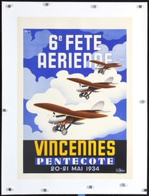 Original Vintage 1930s French Aviation Poster WOW