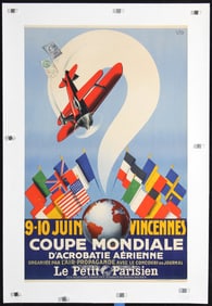 Original 1930s French Air Acrobatics Aviation Poster
