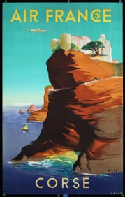 Original 1950s Air France Travel Poster CORSICA