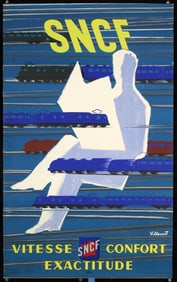 Original 1950s Villemot French Rail Travel Poster SNCF
