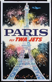 Original 1960s David Klein TWA Paris Travel Poster