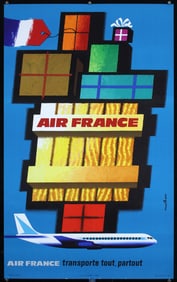 Original Vintage 1950s Air France Travel Poster JAPAN