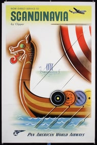 Original Vintage 1950s Pan Am Travel Poster Jean Carlu