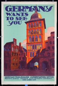Original 1930s Germany Travel Poster Lubeck