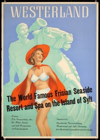 Original 1940s Westerland Sylt Summer Travel Poster