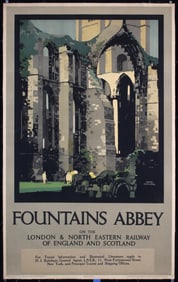 Original 1920s/30s British Travel Poster Fountains Abbe