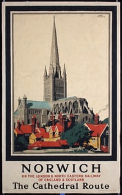 Original c 1930s British Norwich Travel Poster Newbould