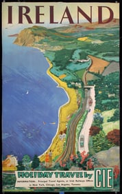 Original Vintage 1950s Ireland Travel Poster
