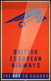 Original 1940s British Airways Travel Poster Lee-Elliot