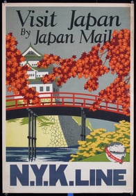 Original 1930s NYK Ship Travel Poster JAPAN Yoshi Art