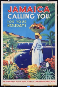 Original c. 1930s Jamaica Calling You Travel Poster
