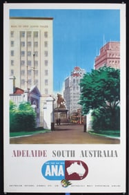Original 1950s Australia Travel Poster ANA Airways