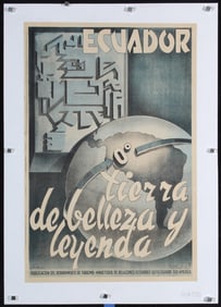Original Vintage ca. 1950s Ecuador Travel Poster