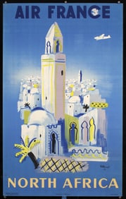 Original 1940s Air France Africa Travel Poster VILLEMOT