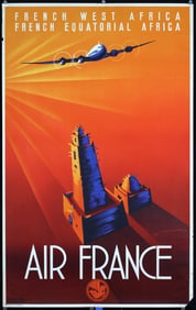 Original Vintage 1940s Air France Poster West Africa