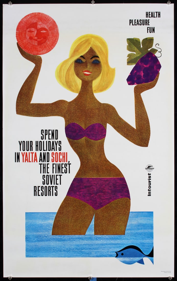 Original c. 1960s Russian Travel Poster Yalta Sochi (1 of 1)
