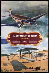 Original Vintage 1940s United Air Flight Travel Poster