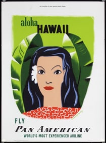 Original 1953 Pan Am Airline Travel Poster Kauffer